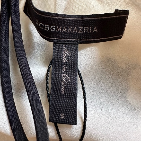 BCBG MAXAZRIA Augustin Antique White Black Striped Lace Trapeze Dress-Size Small - Picture 9 of 10